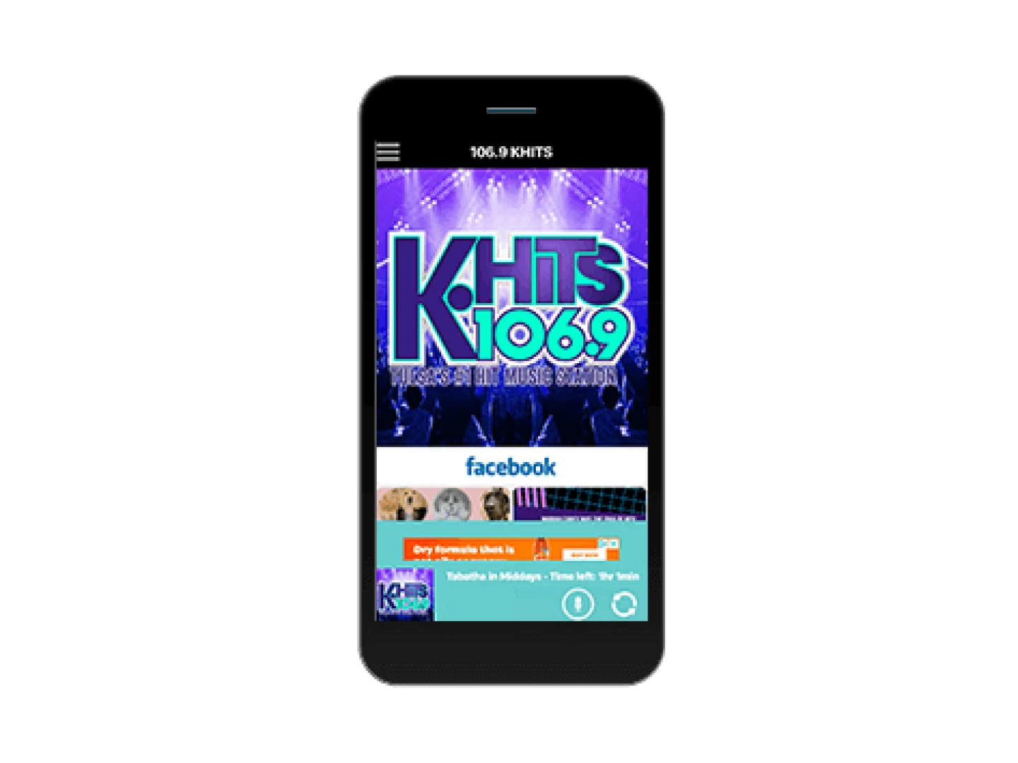 mobile phone showing the khits.com mobile website