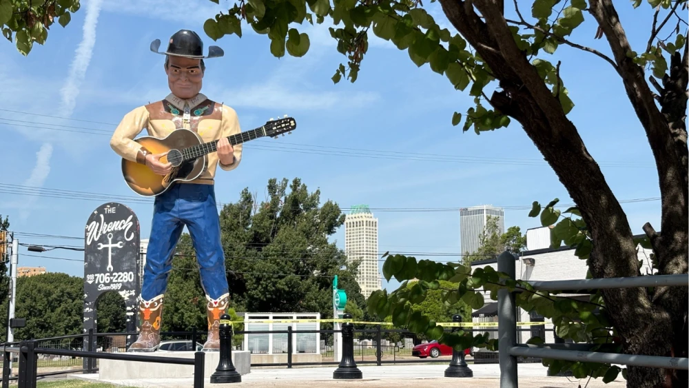 Cowboy Bob Statue in the Meadow Gold District on Route 66 in Tulsa, Oklahoma.
