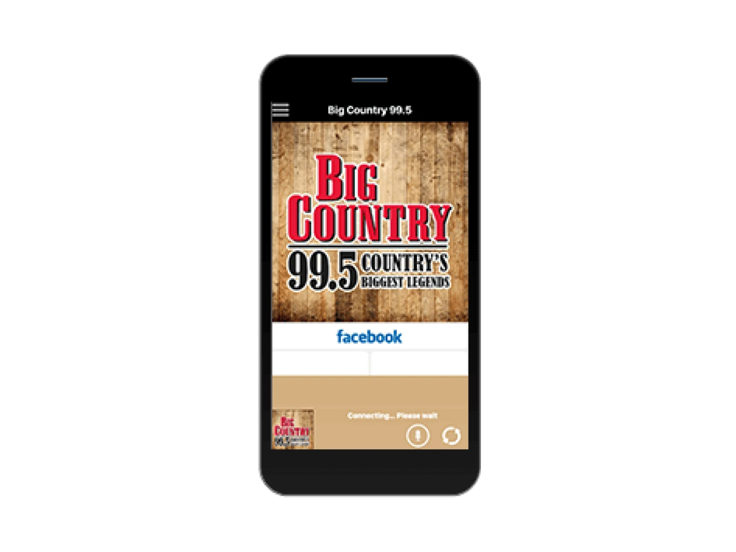 mobile phone showing the bigcountry995.com website on the screen