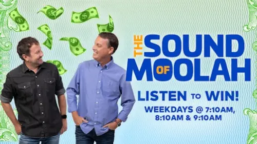 the sound of moolah image showing two men and dollar bills floating behind them